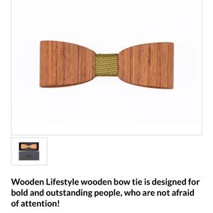 Elegant Wooden Bow Tie with Gold Accent